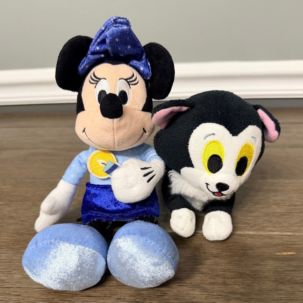 Disney Minnie Mouse & Figaro Cat Plush Set Stuffed Animal Toys